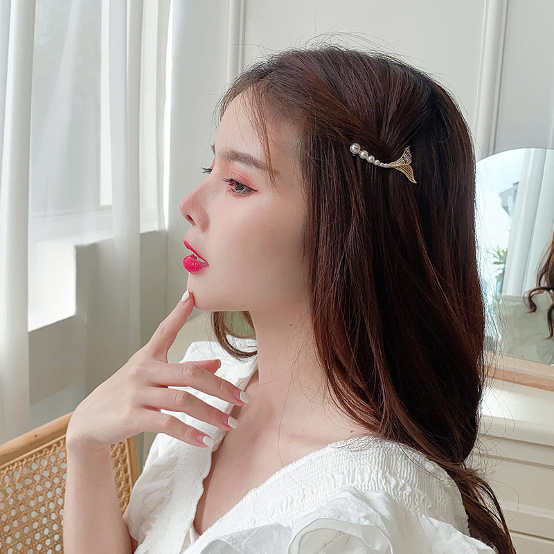HKM-684051 Mermaid Tail Hairpin Side Clip in Alloy with Diamond and Lollipop Designs