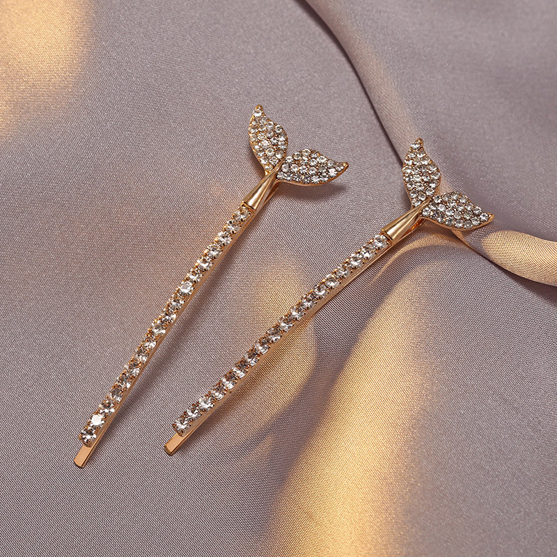 HKM-684051 Mermaid Tail Hairpin Side Clip in Alloy with Diamond and Lollipop Designs