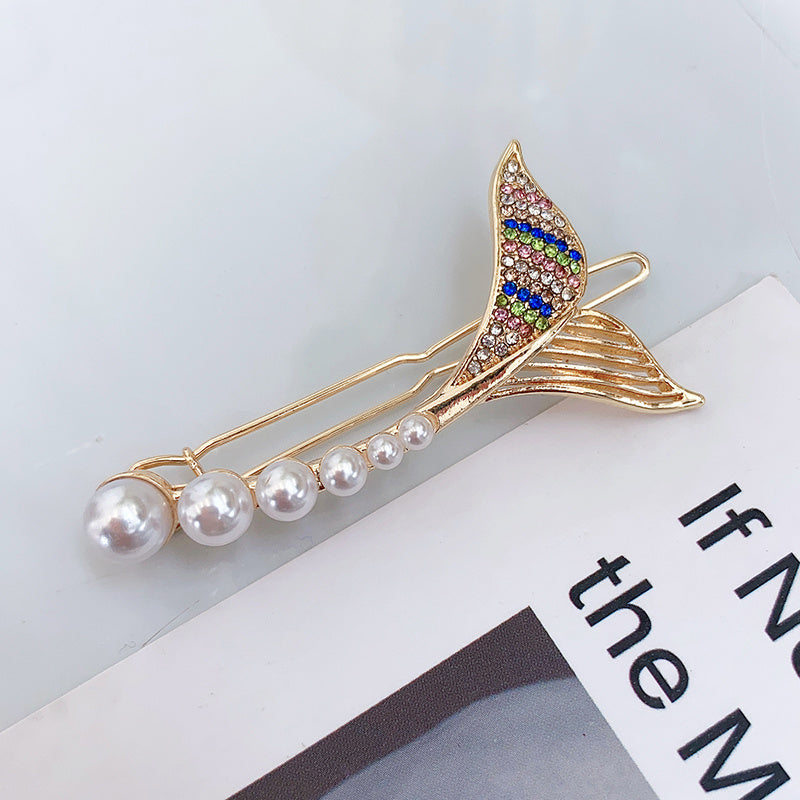 HKM-684051 Mermaid Tail Hairpin Side Clip in Alloy with Diamond and Lollipop Designs