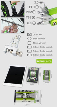 HKM-157395 11-in-1 Bicycle Repair Tool with Screwdrivers and Multi-Function Features