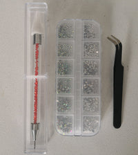 HKM-841043 Three-Piece Double-Headed Diamond Pen and Tweezer Set for Nail Enhancement