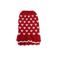 HKM-847379 Cozy Acrylic Dog Sweater with Round Neck Design in Red and Pink
