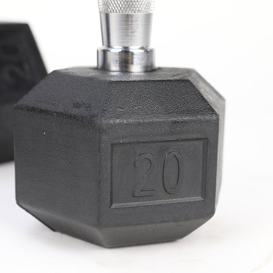 HKM-362579 Rubber Coated Solid Cast Iron Dumbbells - 20LB Pair with 2 Handles