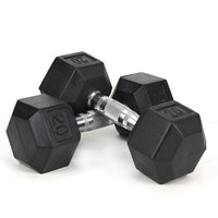 HKM-362579 Rubber Coated Solid Cast Iron Dumbbells - 20LB Pair with 2 Handles
