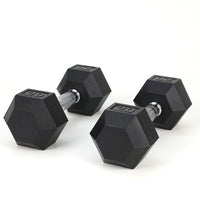HKM-362579 Rubber Coated Solid Cast Iron Dumbbells - 20LB Pair with 2 Handles