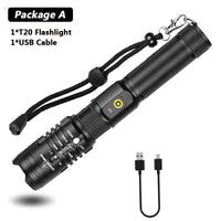 HKM-155091 Zoomable USB Rechargeable Super Bright Waterproof Flashlight with 5 Modes for Outdoor Use