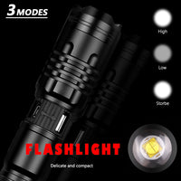 HKM-155091 Zoomable USB Rechargeable Super Bright Waterproof Flashlight with 5 Modes for Outdoor Use