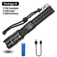 HKM-155091 Zoomable USB Rechargeable Super Bright Waterproof Flashlight with 5 Modes for Outdoor Use