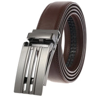 HKM-214227 Men's Automatic Sliding Buckle Ratchet Leather Belt - Model LY33-0135-1