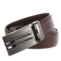 HKM-214227 Men's Automatic Sliding Buckle Ratchet Leather Belt - Model LY33-0135-1