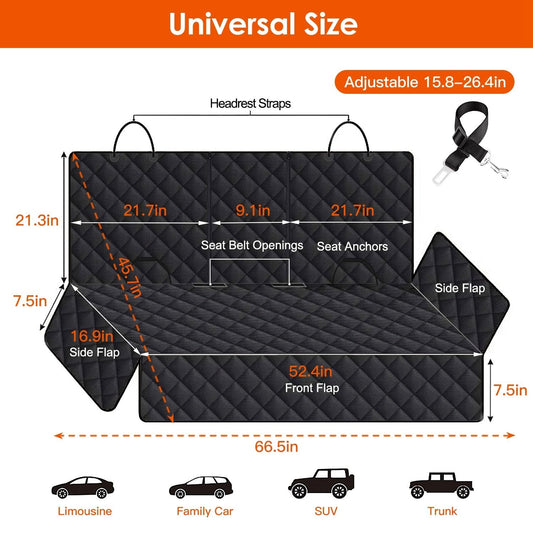 HKM-878099 Waterproof Dog Car Seat Cover with Scratchproof Protection and Adjustable Seat Belt for SUVs, Trucks, and Cars