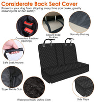 HKM-878099 Waterproof Dog Car Seat Cover with Scratchproof Protection and Adjustable Seat Belt for SUVs, Trucks, and Cars