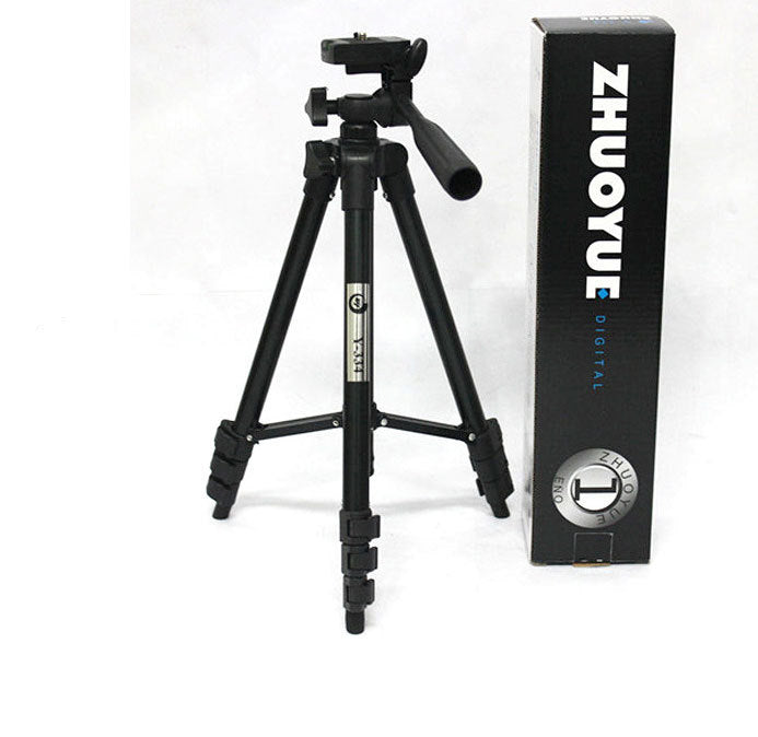 KTX-643859 Portable Universal Tripod Compatible with iPhone and Cameras, 1.2m Height Adjustment, Black/Silver
