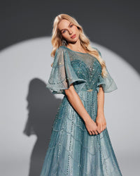 HKM-873875 Elegant Green Evening Dress for Women – Timeless Style and Sophisticated Design