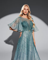 HKM-873875 Elegant Green Evening Dress for Women – Timeless Style and Sophisticated Design