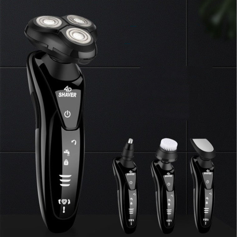 HKM-526291 Zhong Zheng Rechargeable 4D Floating Razor with 3 Rotating Blades and Waterproof Design