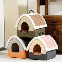 HKM-740947 Foldable Pet Bed House for Small and Medium Dogs & Cats - Warm Sleeping Nest for Winter, Portable Puppy Cave Sofa