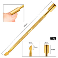 HKM-968659 Stainless Steel Cuticle Push and Nail Care Tool Set with Double-Head Remover