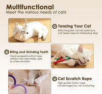 HKM-190995 Interactive Cotton Rope Cat Toy with Silvervine Fruit for Healthy Chewing and Dental Care, 27.6 Inches Long