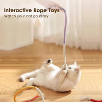 HKM-190995 Interactive Cotton Rope Cat Toy with Silvervine Fruit for Healthy Chewing and Dental Care, 27.6 Inches Long