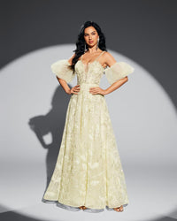 HKM-151827 Elegant Yellow Evening Dress for Special Occasions