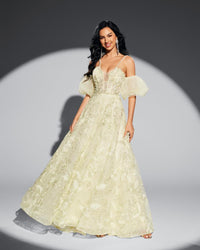 HKM-151827 Elegant Yellow Evening Dress for Special Occasions