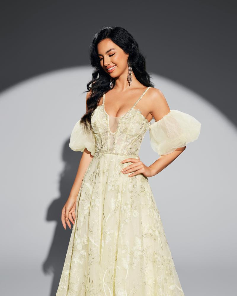 HKM-151827 Elegant Yellow Evening Dress for Special Occasions