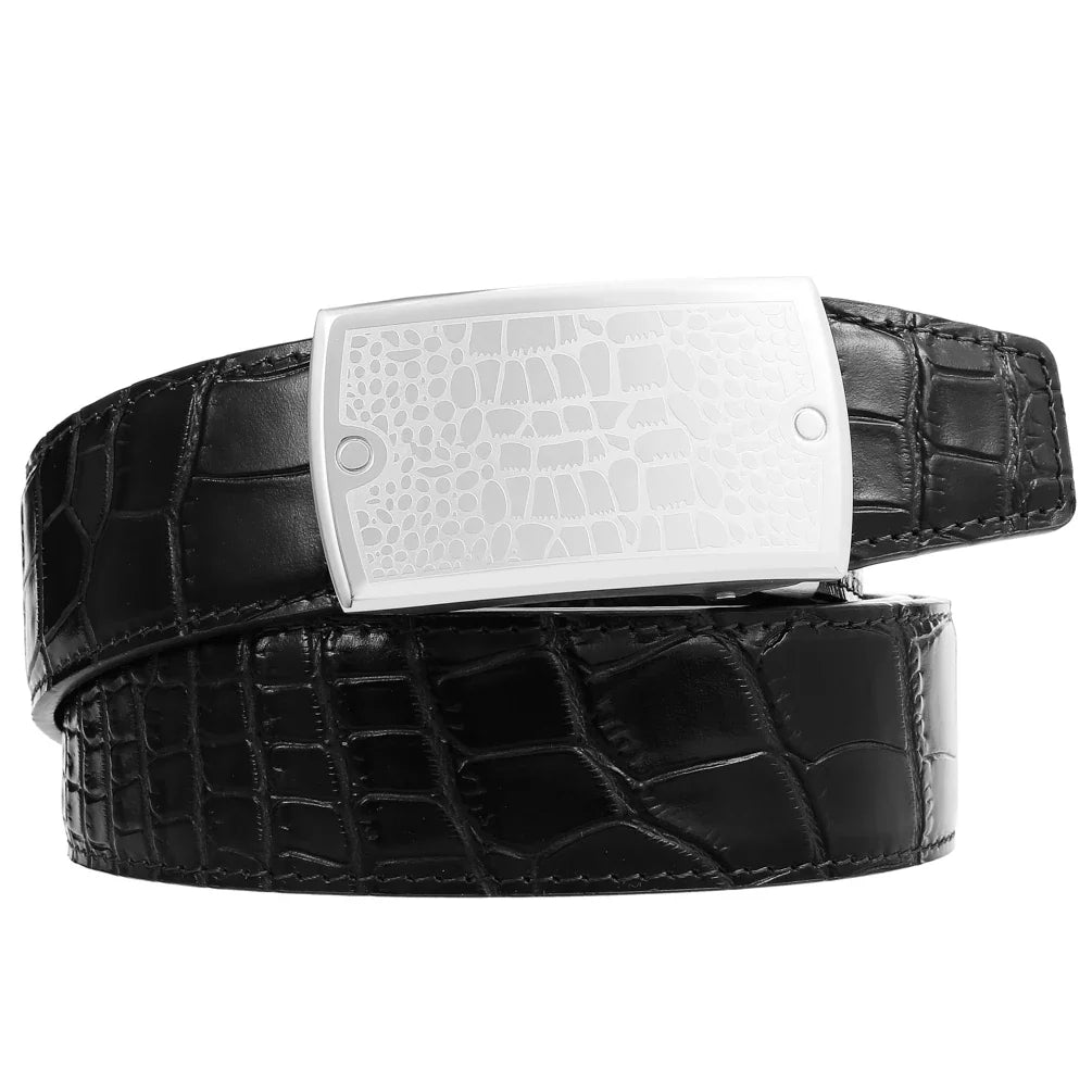 HKM-391571 Men's Luxury Ratchet Belt with Stainless Steel Buckle - Model LY36-61423-8