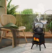 HKM-977427 Portable Detachable Wrought Iron Camping Stove Panel - 27x27x34cm, Black