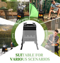 HKM-977427 Portable Detachable Wrought Iron Camping Stove Panel - 27x27x34cm, Black