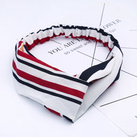 HKM-183635 Chiffon Silk Check Pattern Headband for Women