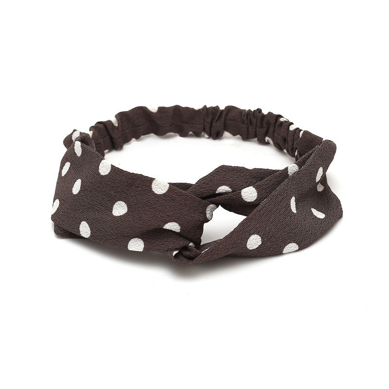 HKM-183635 Chiffon Silk Check Pattern Headband for Women