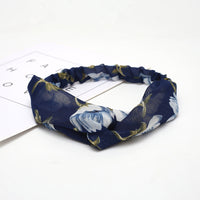 HKM-183635 Chiffon Silk Check Pattern Headband for Women