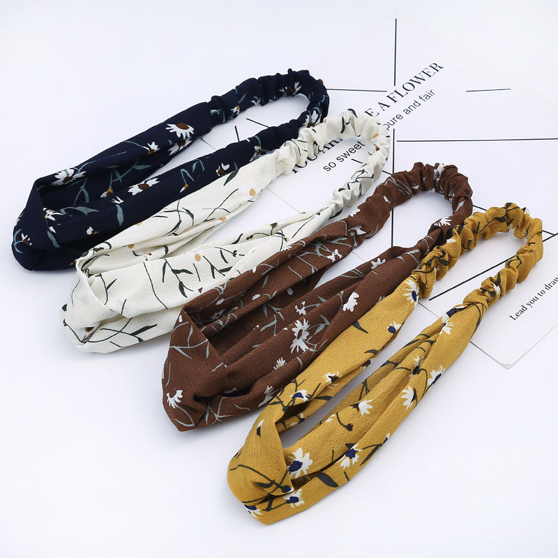 HKM-183635 Chiffon Silk Check Pattern Headband for Women