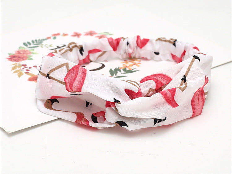 HKM-183635 Chiffon Silk Check Pattern Headband for Women
