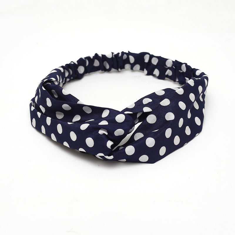HKM-183635 Chiffon Silk Check Pattern Headband for Women