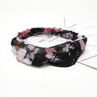HKM-183635 Chiffon Silk Check Pattern Headband for Women