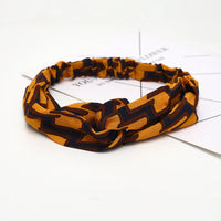 HKM-183635 Chiffon Silk Check Pattern Headband for Women