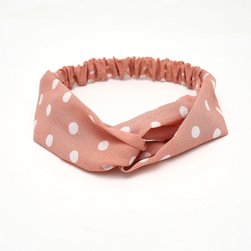 HKM-183635 Chiffon Silk Check Pattern Headband for Women