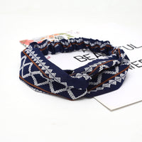 HKM-183635 Chiffon Silk Check Pattern Headband for Women