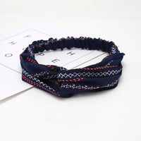 HKM-183635 Chiffon Silk Check Pattern Headband for Women