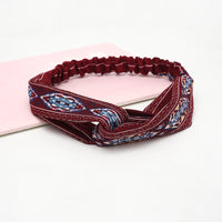 HKM-183635 Chiffon Silk Check Pattern Headband for Women