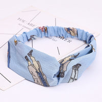 HKM-183635 Chiffon Silk Check Pattern Headband for Women