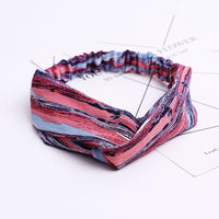 HKM-183635 Chiffon Silk Check Pattern Headband for Women