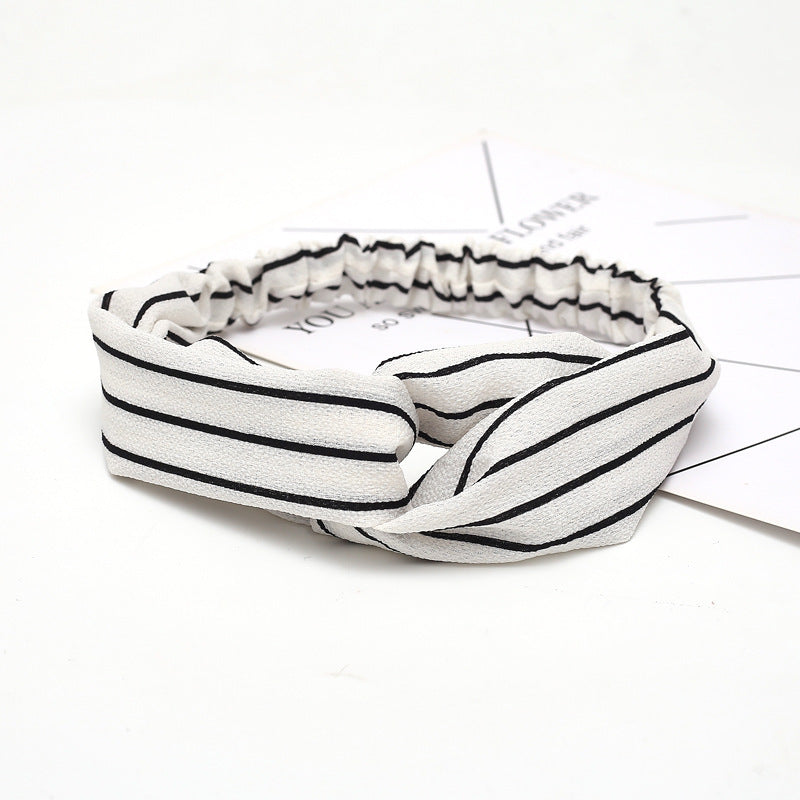 HKM-183635 Chiffon Silk Check Pattern Headband for Women