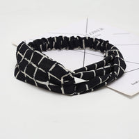 HKM-183635 Chiffon Silk Check Pattern Headband for Women