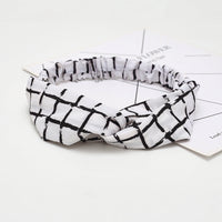 HKM-183635 Chiffon Silk Check Pattern Headband for Women