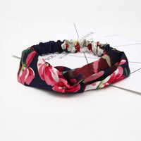 HKM-183635 Chiffon Silk Check Pattern Headband for Women