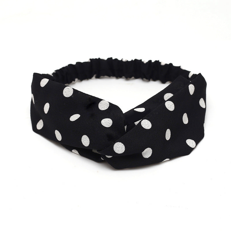 HKM-183635 Chiffon Silk Check Pattern Headband for Women