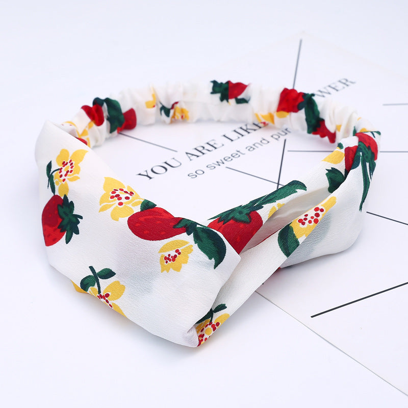 HKM-183635 Chiffon Silk Check Pattern Headband for Women